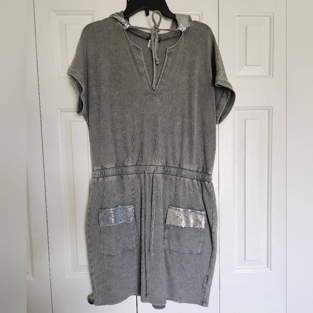 Venus NWT Cotton Sequin Hooded Summer Dress or Swim  Cover Up Size Large